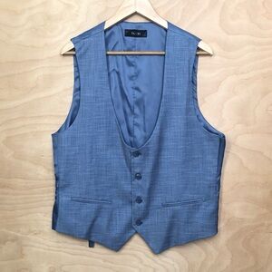 Tazio Light Blue Gray Suit Vest Buttoned Mens Sz 42R.